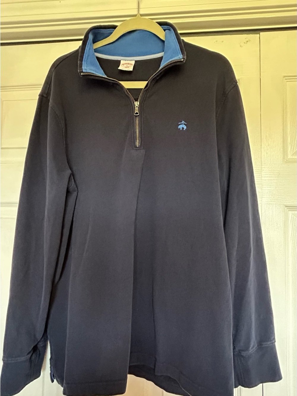 Brooks Brothers Navy Quarter-Zip Pullover with Light Blue Trim
